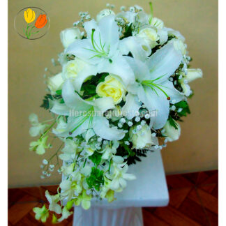 Ramo con casablanca rosa y orquidea.