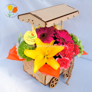Carrito de helado con flores
